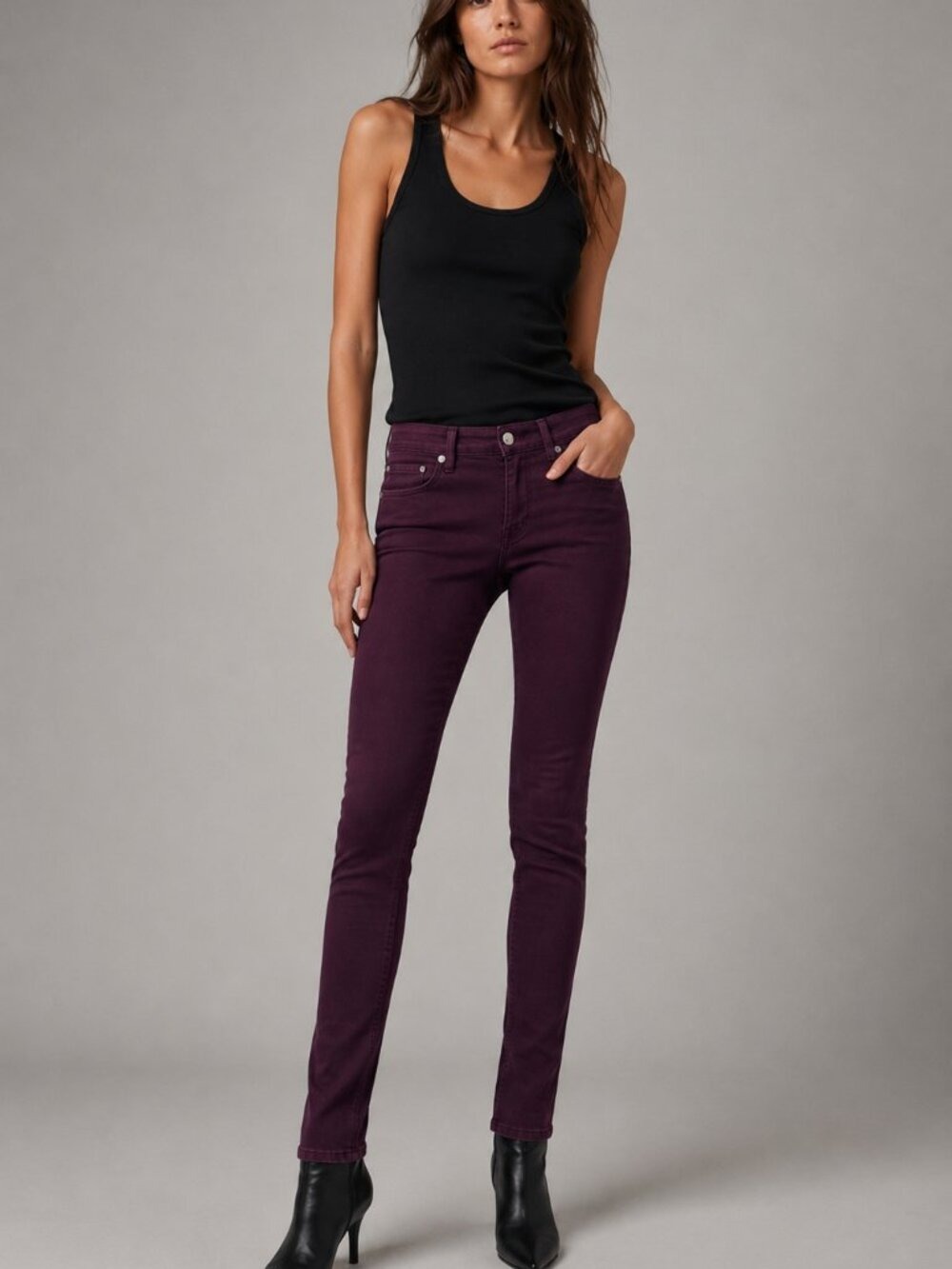rag & bone /JEAN Skinny Jeans Size 25 Burgundy Wine Purple Denim 0648